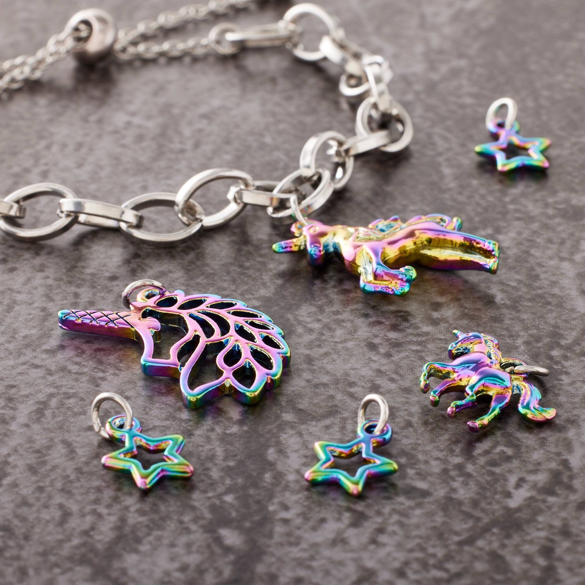 Oil Slick Unicorn Charm Set by Bead Landing™